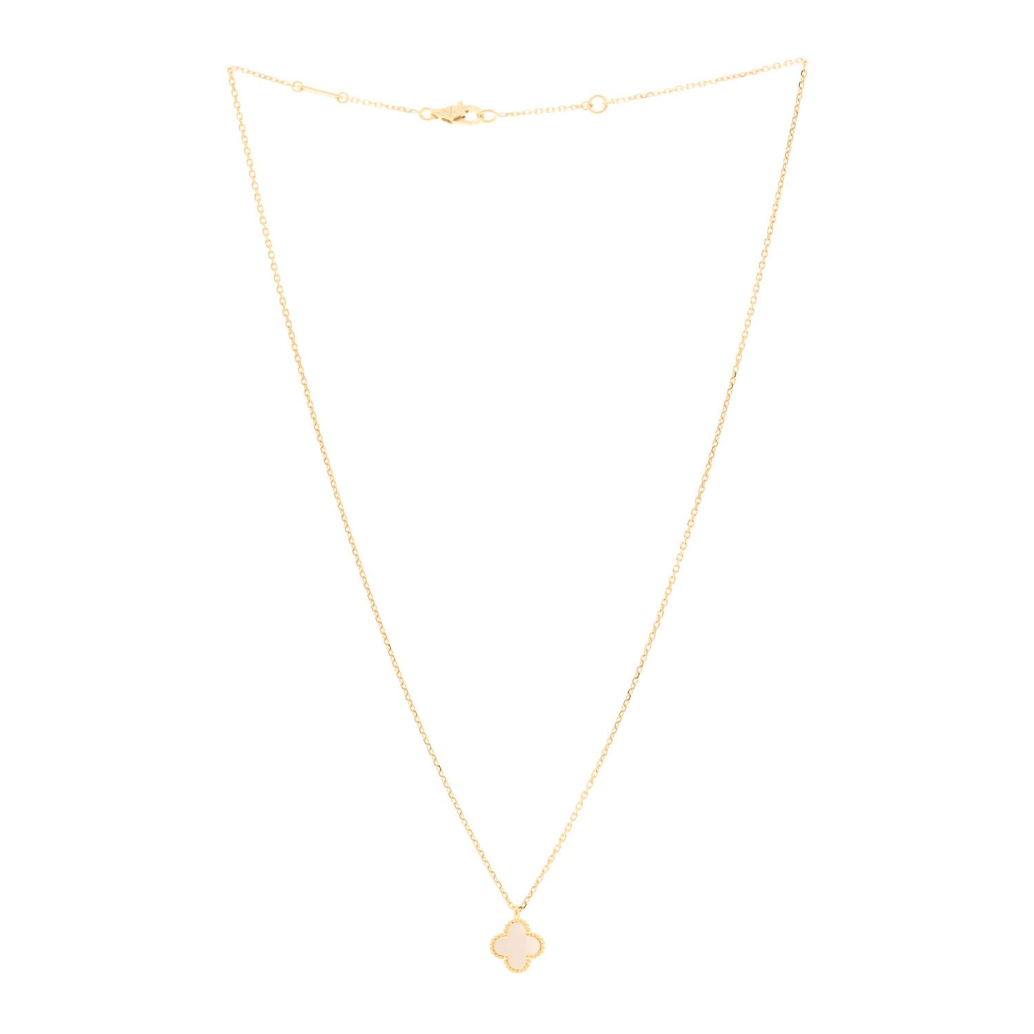 Van Cleef & Arpels 18K Yellow Gold Mother of Pearl Sweet Alhambra Pendant Necklace 3 of 5