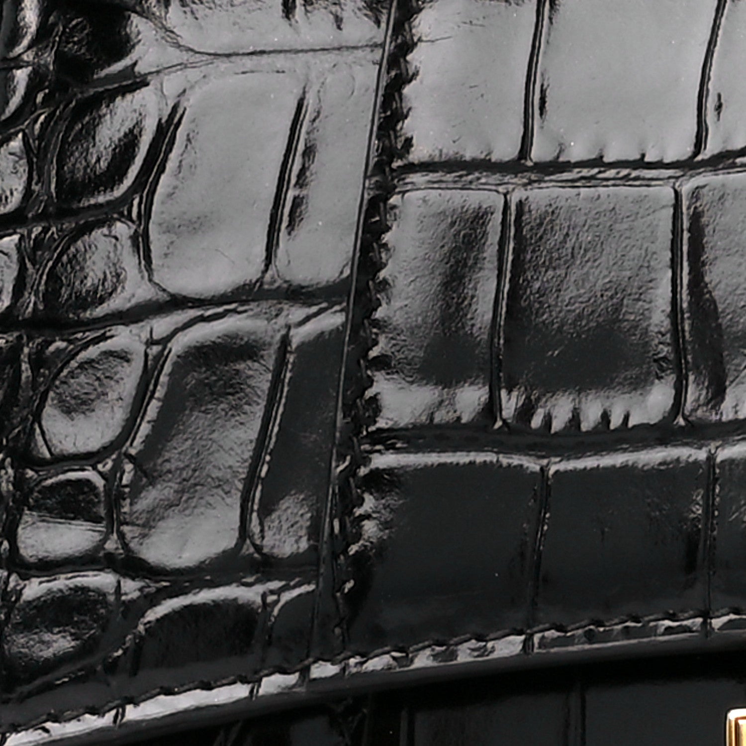 Balenciaga Shiny Calfskin Crocodile Embossed Hourglass Top Handle Bag XS Black 10 of 13