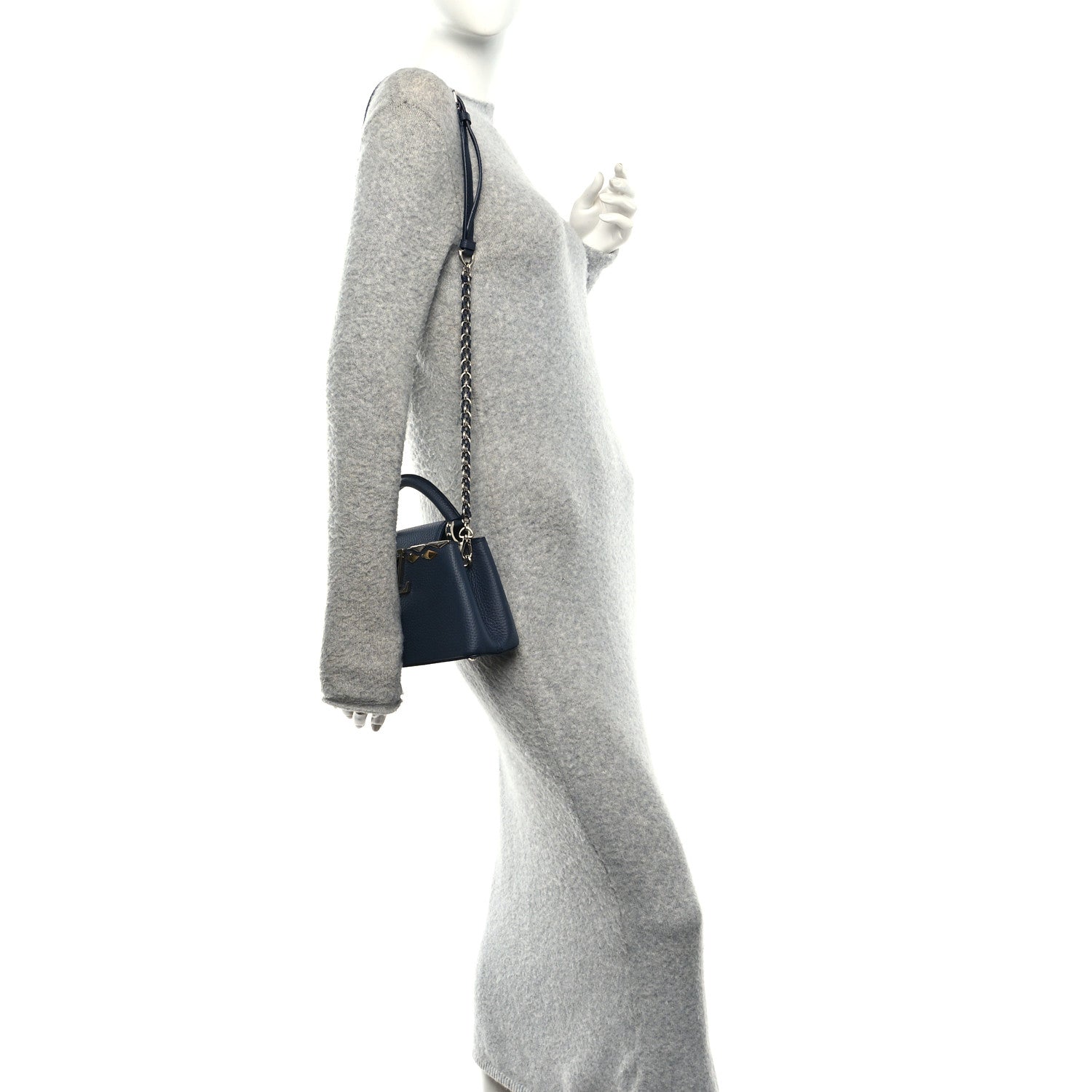 Louis Vuitton Taurillon Embellished Malletage Crown Mini Capucines Navy 2 of 9
