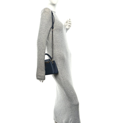 Louis Vuitton Taurillon Embellished Malletage Crown Mini Capucines Navy 2 of 9