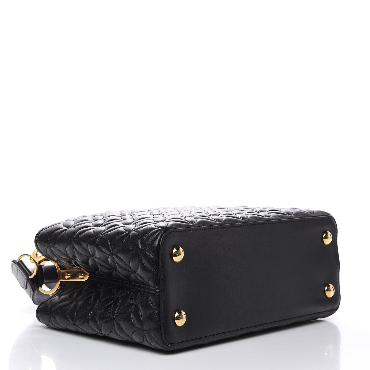 Lambskin Quilted Flower Capucines PM Black