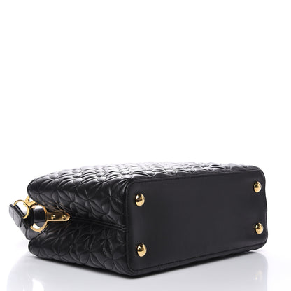 Louis Vuitton Lambskin Quilted Flower Capucines PM Black 4 of 10