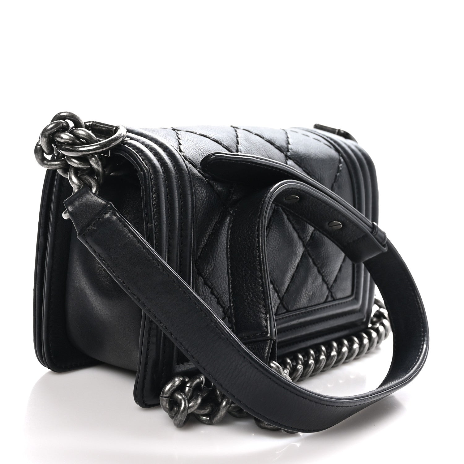 Chanel Calfskin Double Stitch Small Boy Flap Black 3 of 11