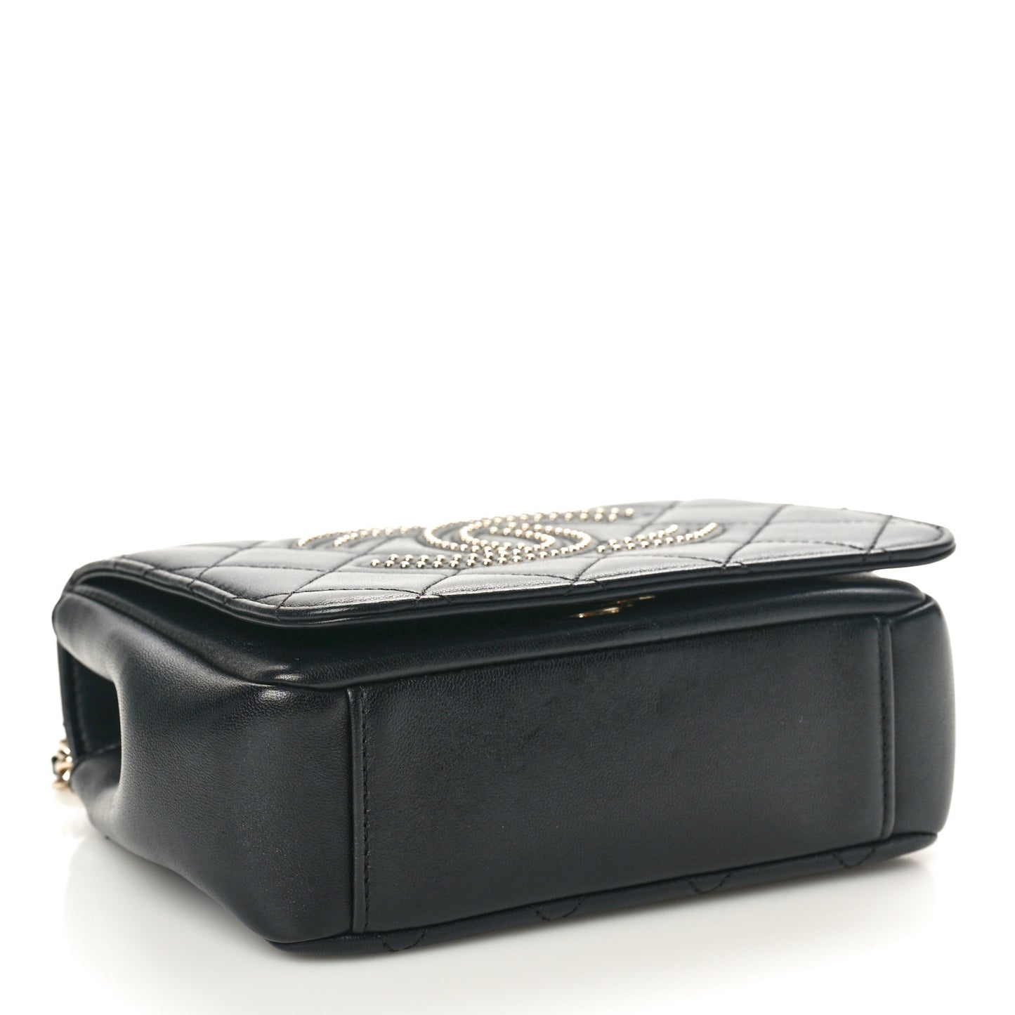 Lambskin Quilted Studded Beauty Begins Flap Black