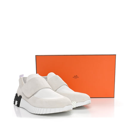 Hermes Suede Goatskin Knit H Womens Sneakers 39 White 7 of 7