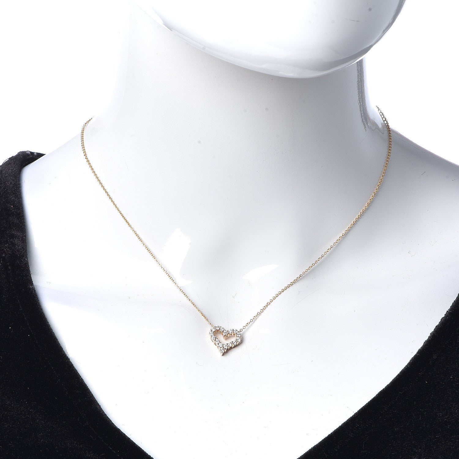 Tiffany 18K Rose Gold Diamond Mini Heart Pendant Necklace 2 of 6