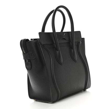 Celine Drummed Calfskin Micro Luggage Black 3 of 10
