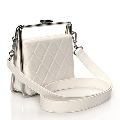 Chanel Quilted Lambskin Metal Bar Clutch Bag White 3 of 11