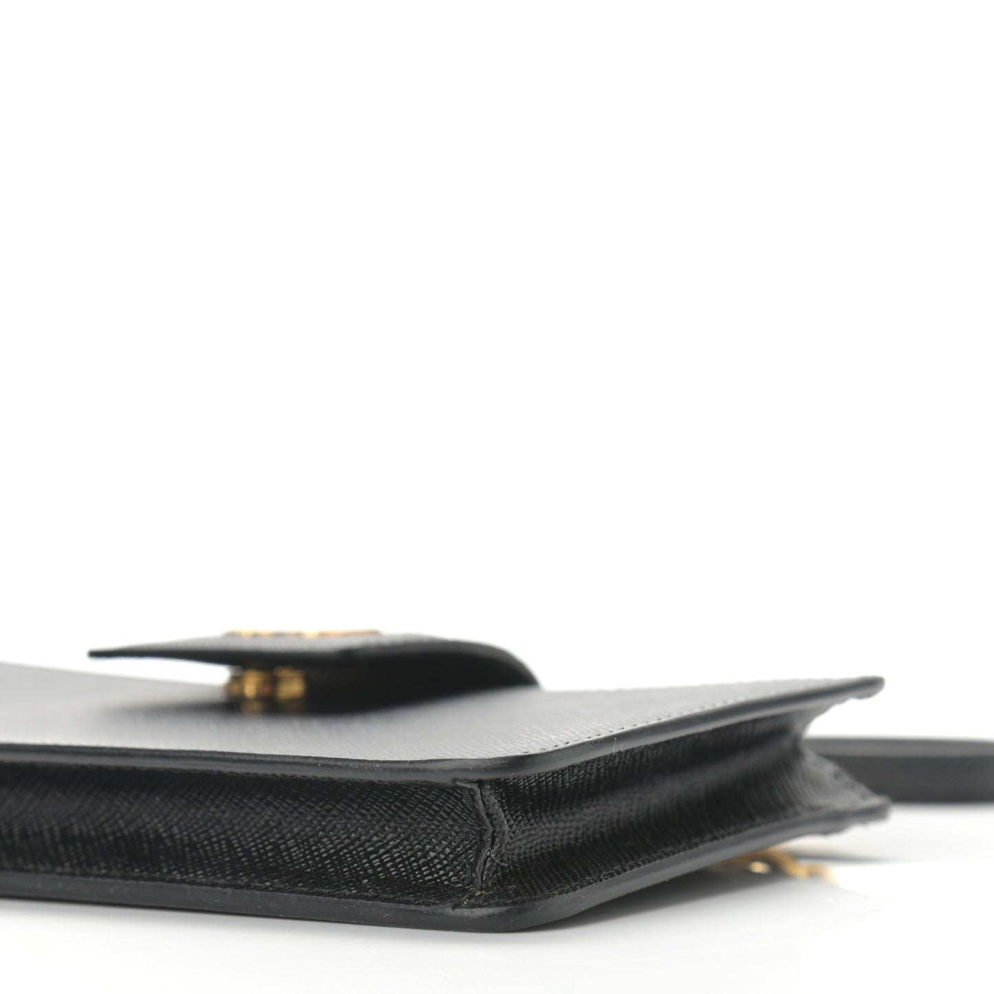 Saffiano Metal Phone Wristlet Crossbody Wallet Black