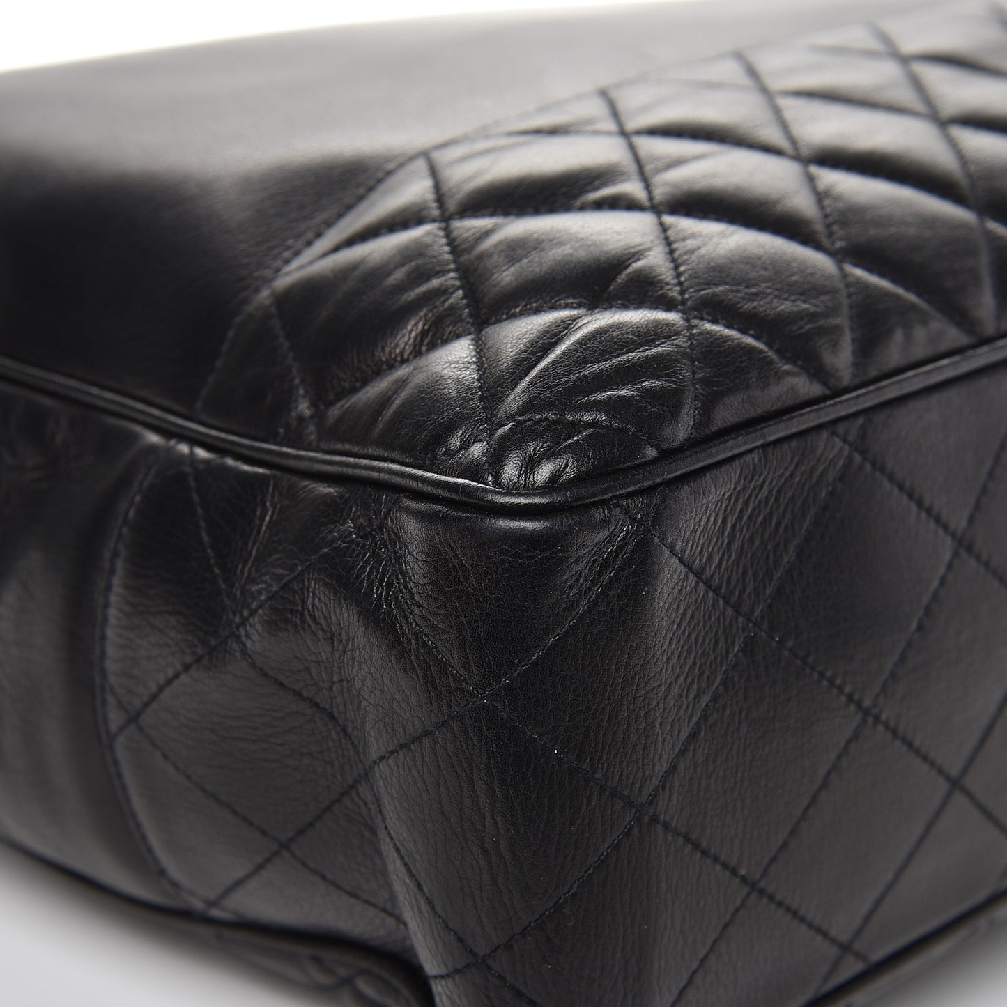 Lambskin Quilted Large Shoulder Bag Black