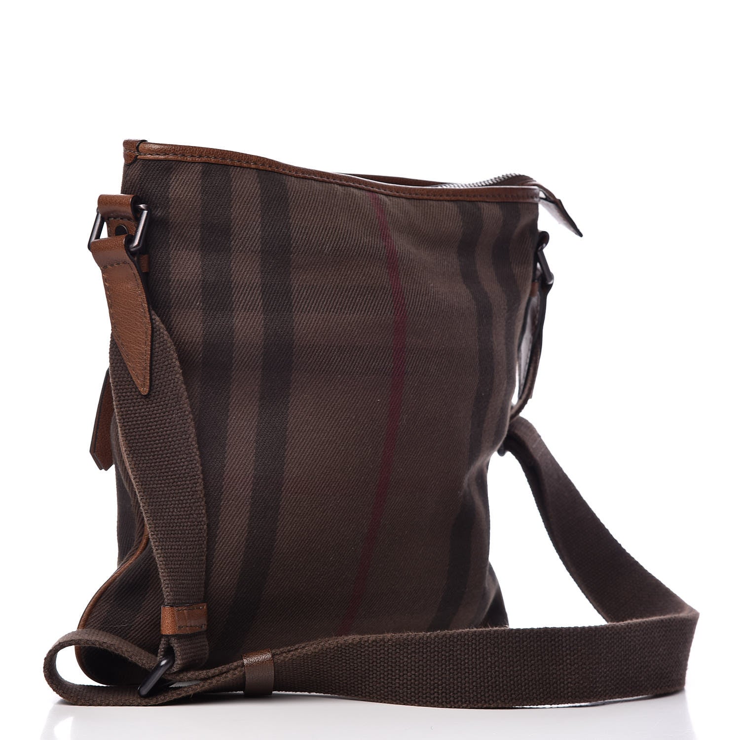 Burberry Overdyed Canvas House Check Flat Crossbody Messenger Bag Dark Brown 3 of 11
