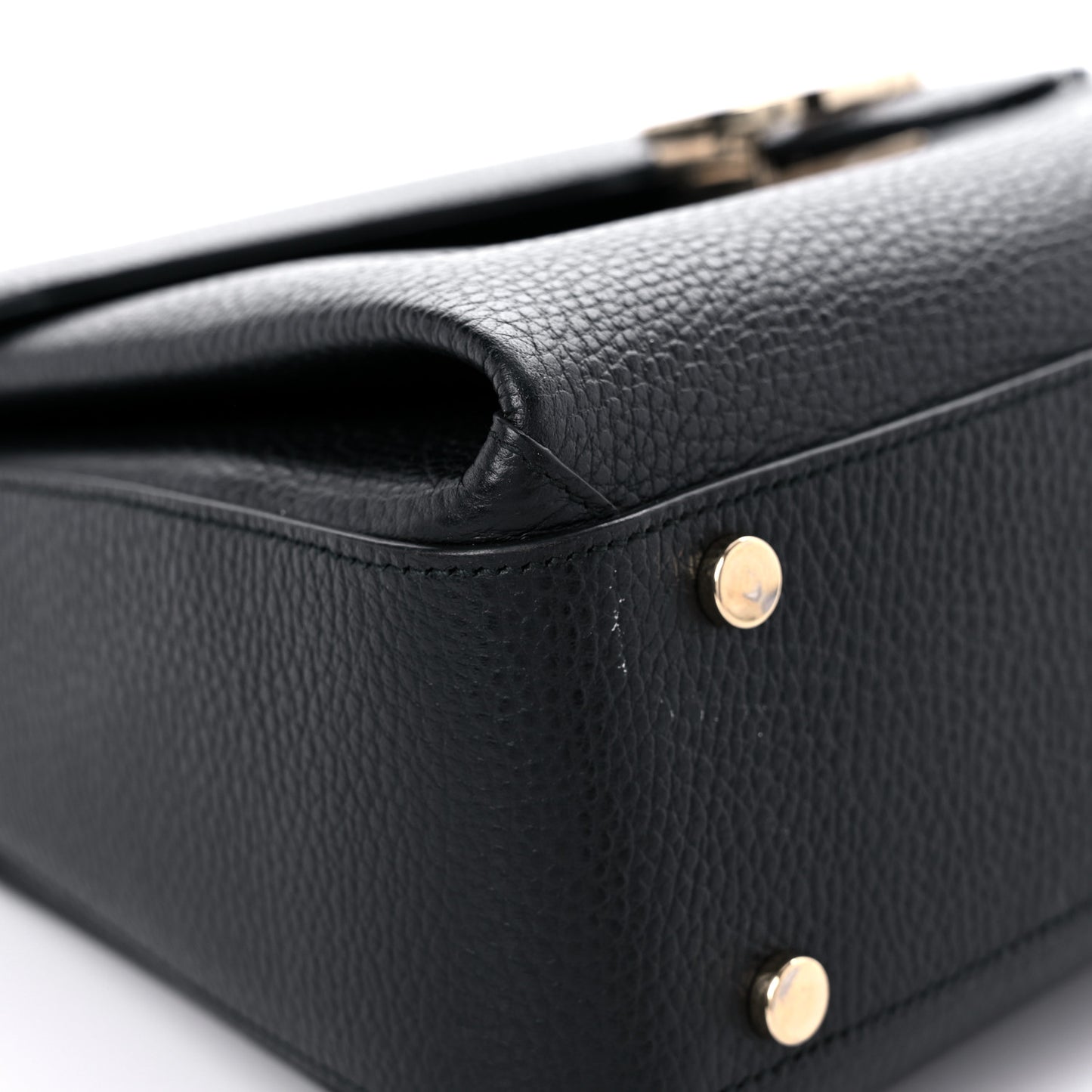 Dollar Calfskin Medium Interlocking G Top Handle Shoulder Bag Black
