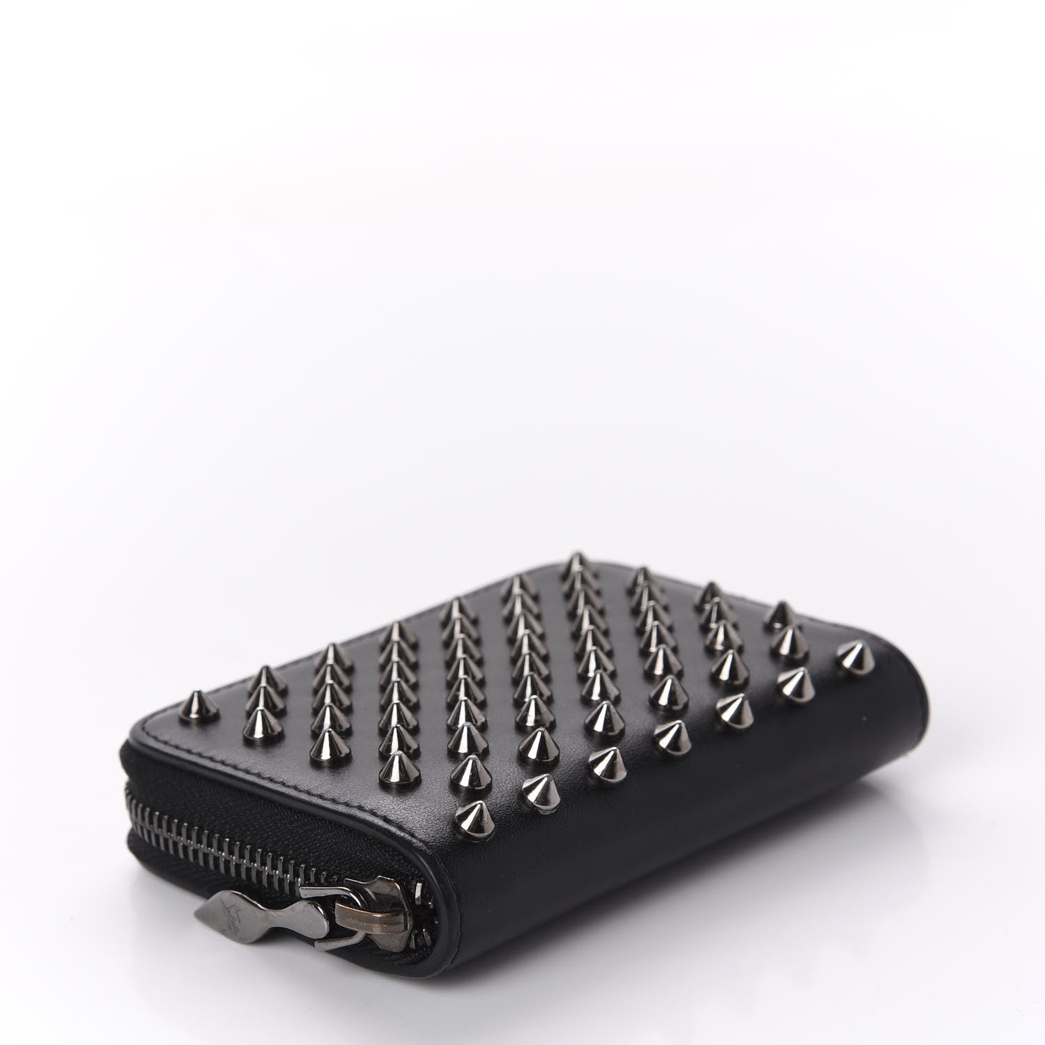 Christian Louboutin Calfskin Spiked Panettone Coin Purse Black 4 of 9