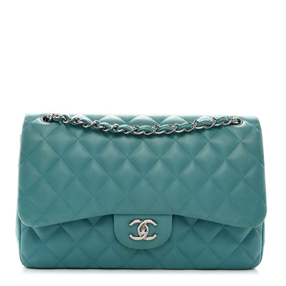 Chanel Lambskin Quilted Jumbo Double Flap Turquoise 1 of 14