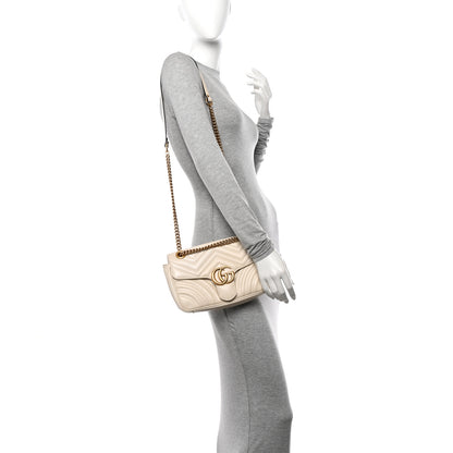 Gucci Calfskin Matelasse Small GG Marmont Shoulder Bag White 2 of 10