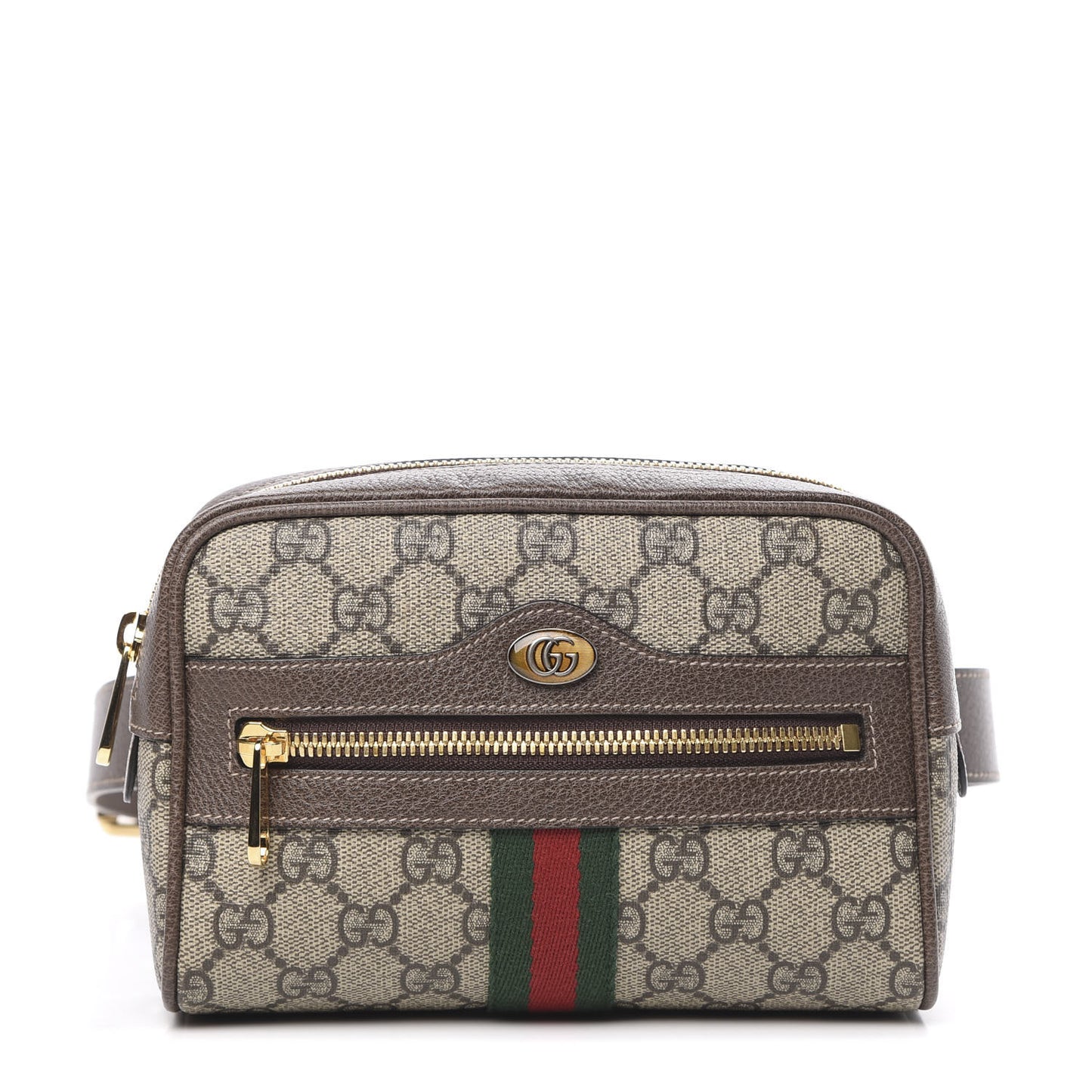 GG Supreme Monogram Web Small Ophidia Belt Bag 95 38 Dark Brown