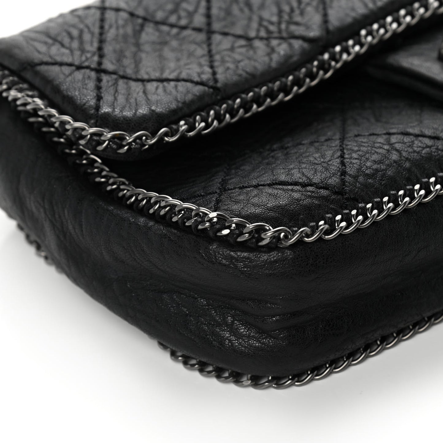 Distressed Lambskin Medium Leo Lion Flap Black
