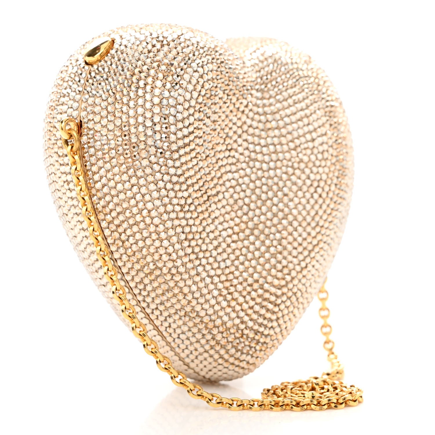 Judith Leiber Crystal Heart Minaudiere Clutch Gold 3 of 14