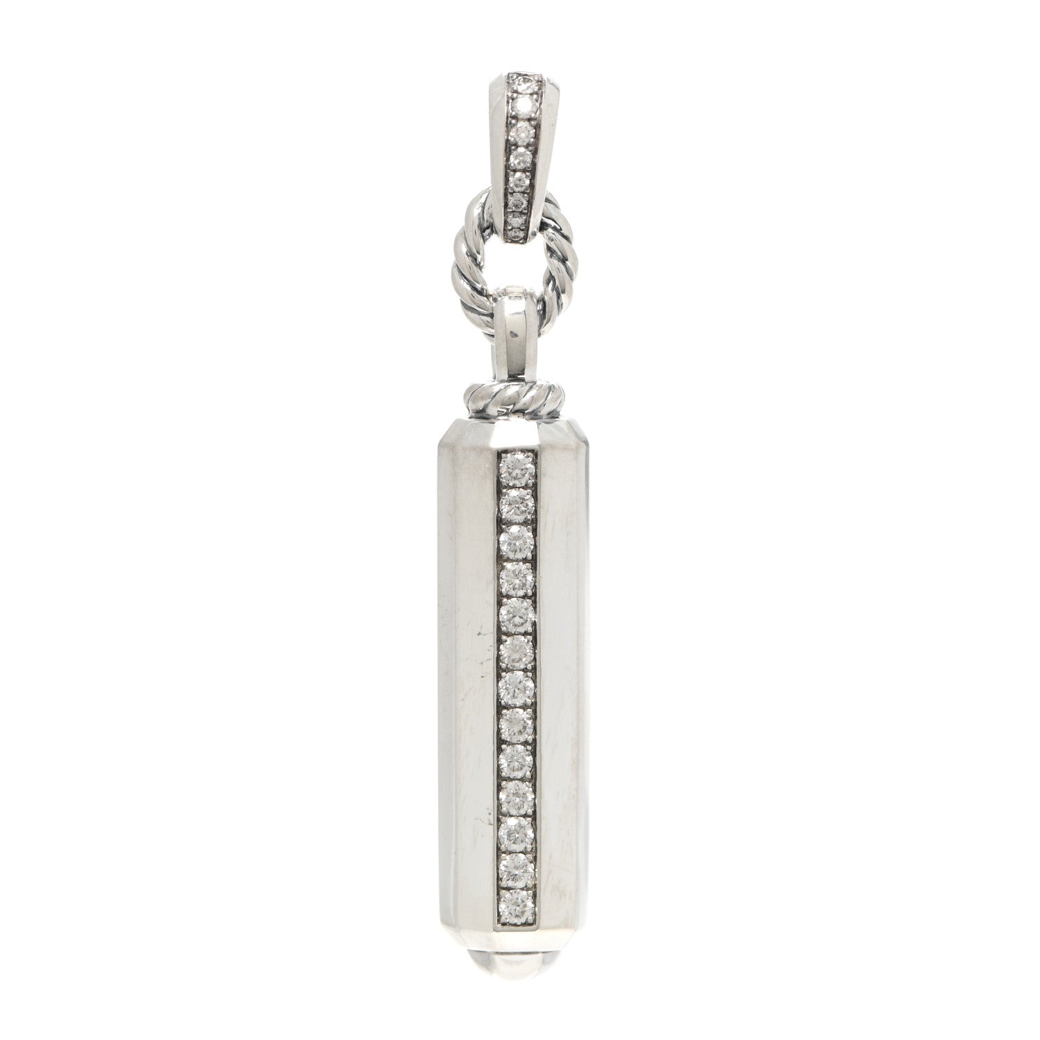 David Yurman Sterling Silver Diamond Lexington Barrel Pendant 1 of 3