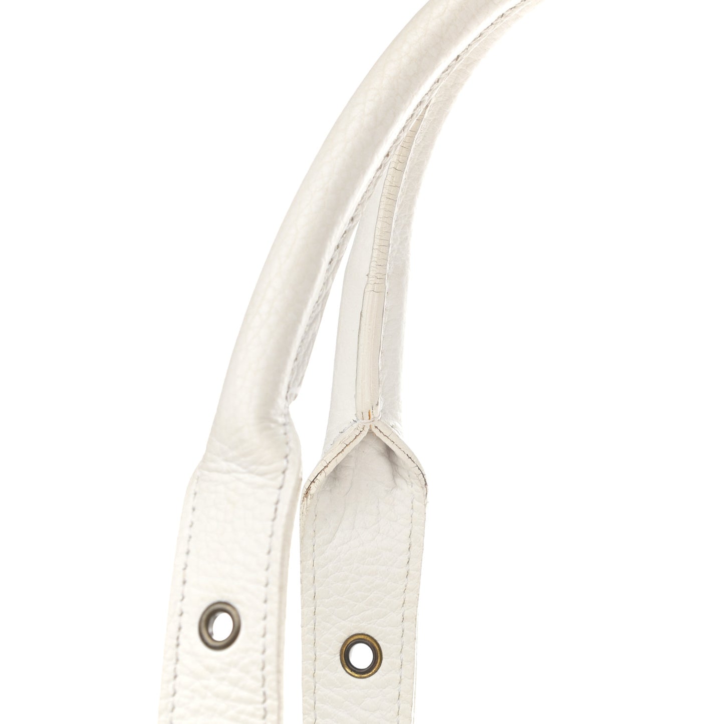 Signature Grain Calfskin Check Embossed Tote White