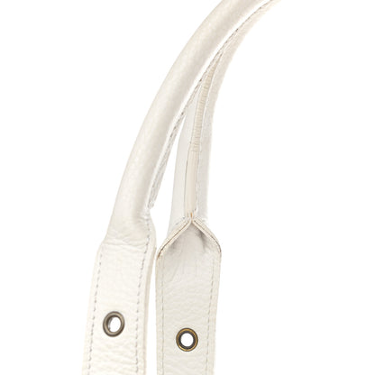 Burberry Signature Grain Calfskin Check Embossed Tote White 17 of 19