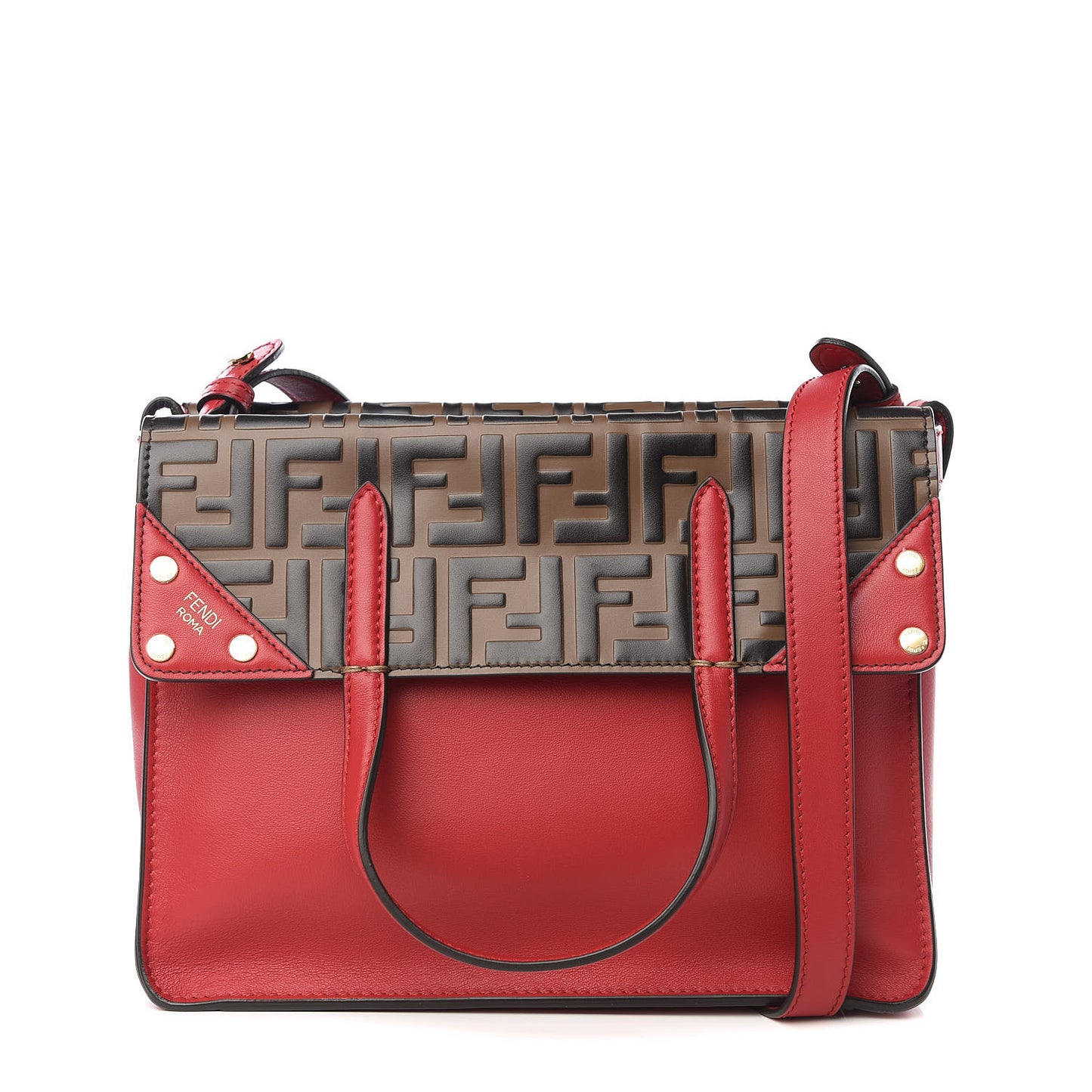 Vitello Grace Bi-Color FF 1974 Embossed Flip Tote Fragola Maya Black
