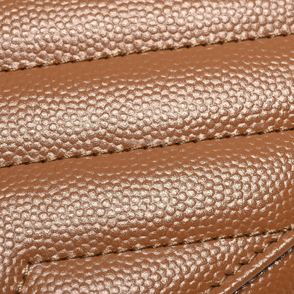 Saint Laurent Grain De Poudre Matelasse Chevron Monogram Cassandre Flap Pouch Natural Dark 9 of 10