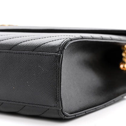 Saint Laurent Grain De Poudre Matelasse Chevron Large Monogram Satchel Black 10 of 10