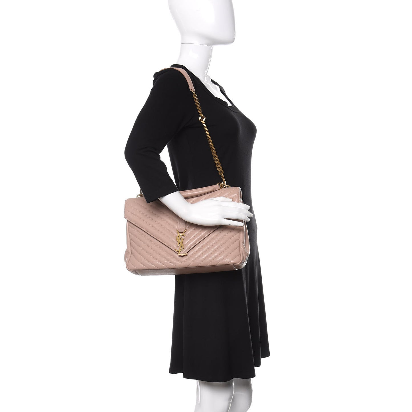 Sheepskin Matelasse Chevron Monogram Large College Satchel Rose Antic