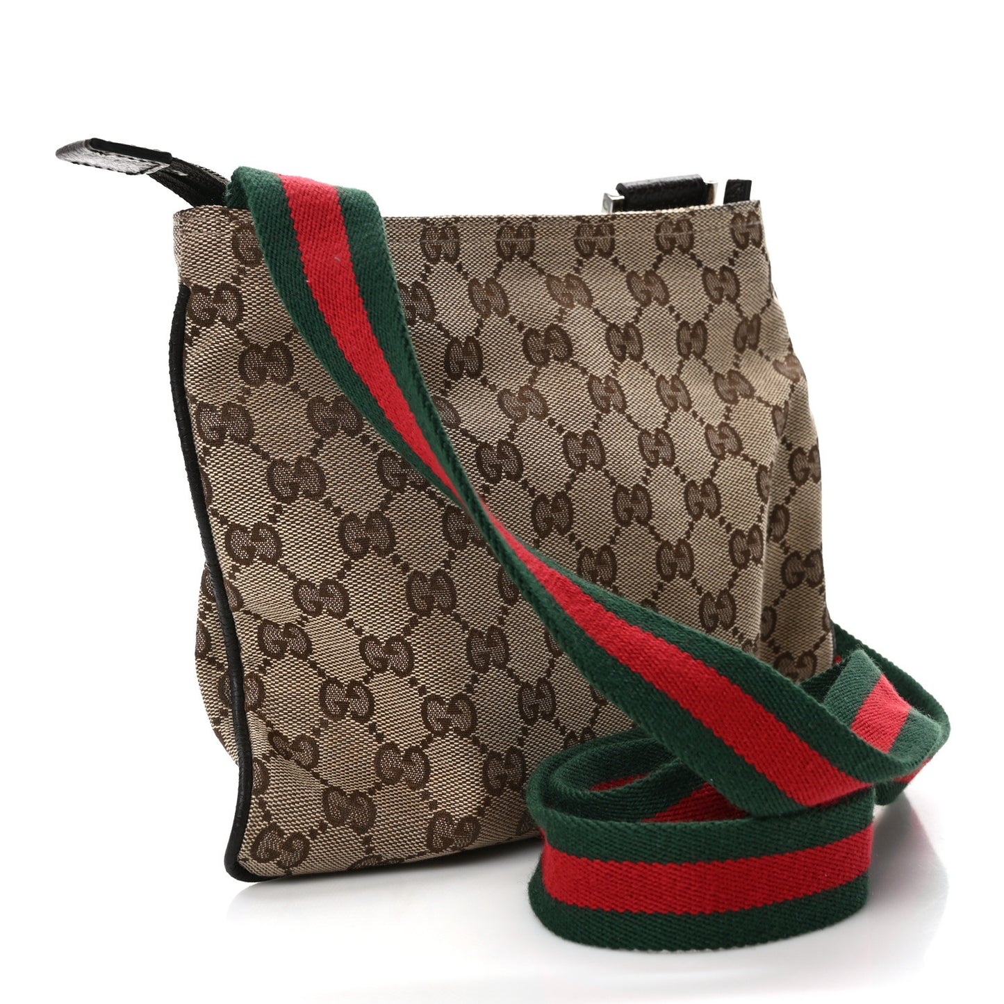 Monogram Web Small Flat Messenger Bag Brown