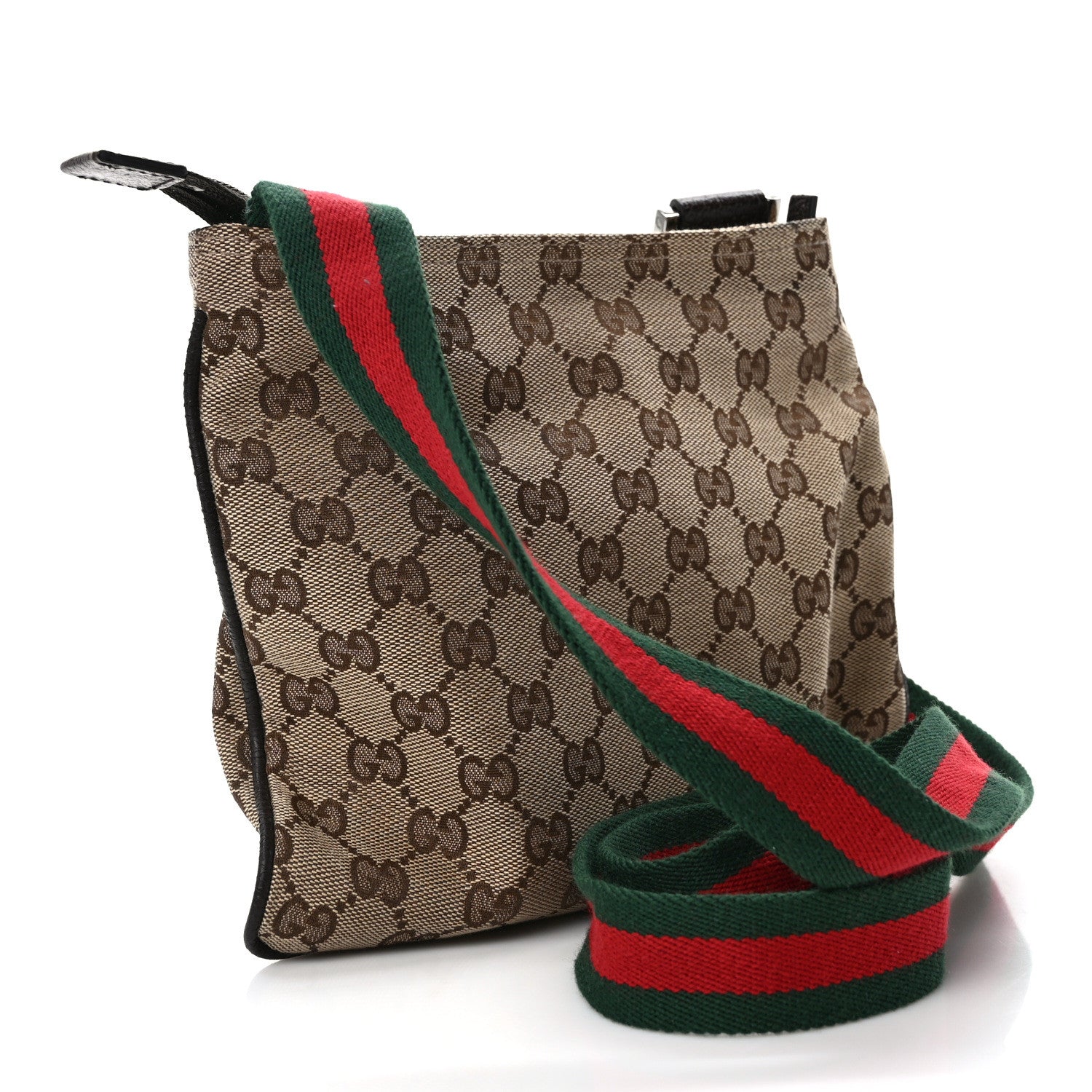 Gucci Monogram Web Small Flat Messenger Bag Brown 3 of 11