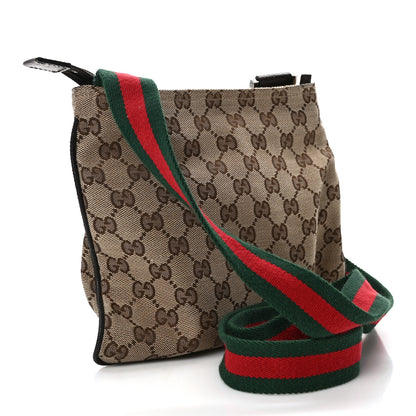 Gucci Monogram Web Small Flat Messenger Bag Brown 3 of 11