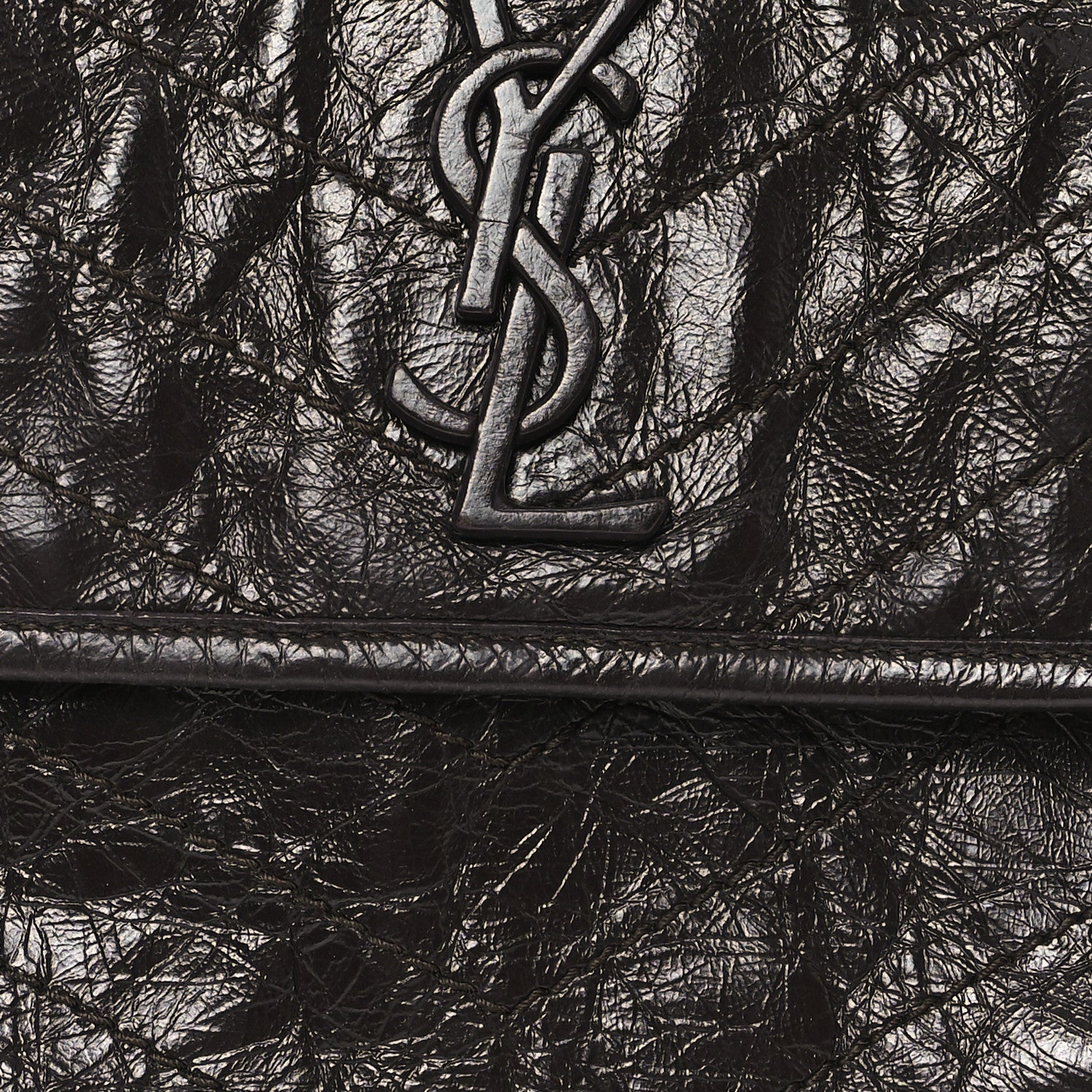 Saint Laurent Crinkled Calfskin Matelasse Monogram Medium Niki Chain Satchel Moka 8 of 11