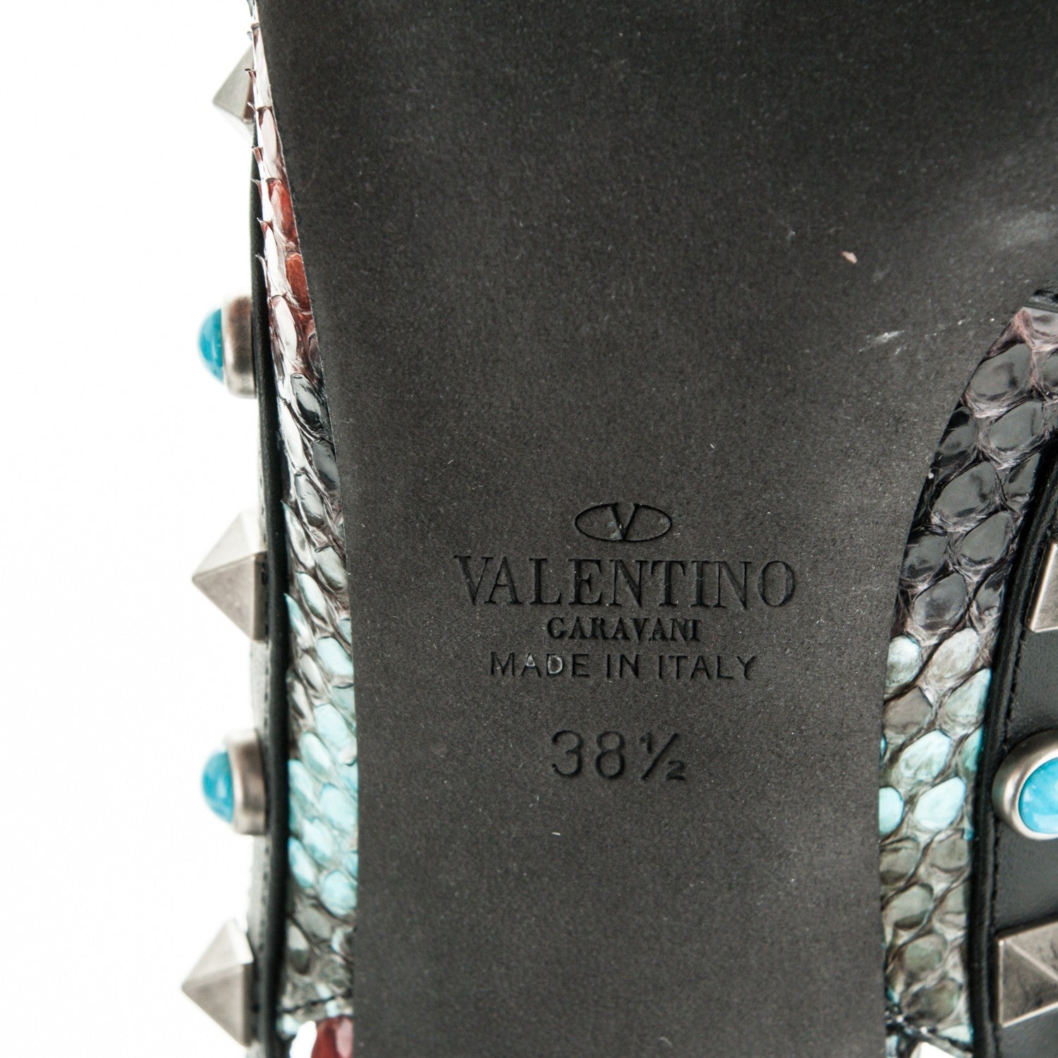 Valentino Garavani Python Rockstud Rolling Ankle Strap Pumps 38.5 Red Multi 6 of 8
