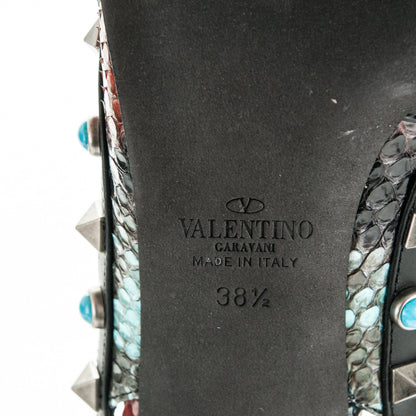 Valentino Garavani Python Rockstud Rolling Ankle Strap Pumps 38.5 Red Multi 6 of 8
