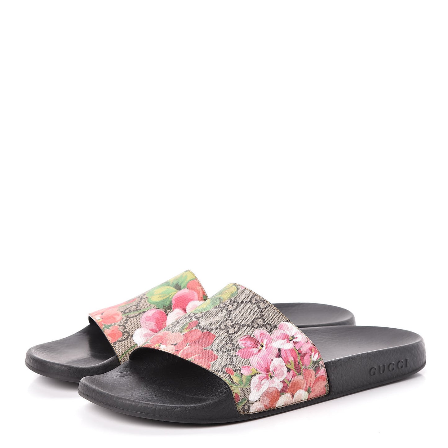GG Supreme Monogram Blooms Slide Sandals 40 Beige Multicolor