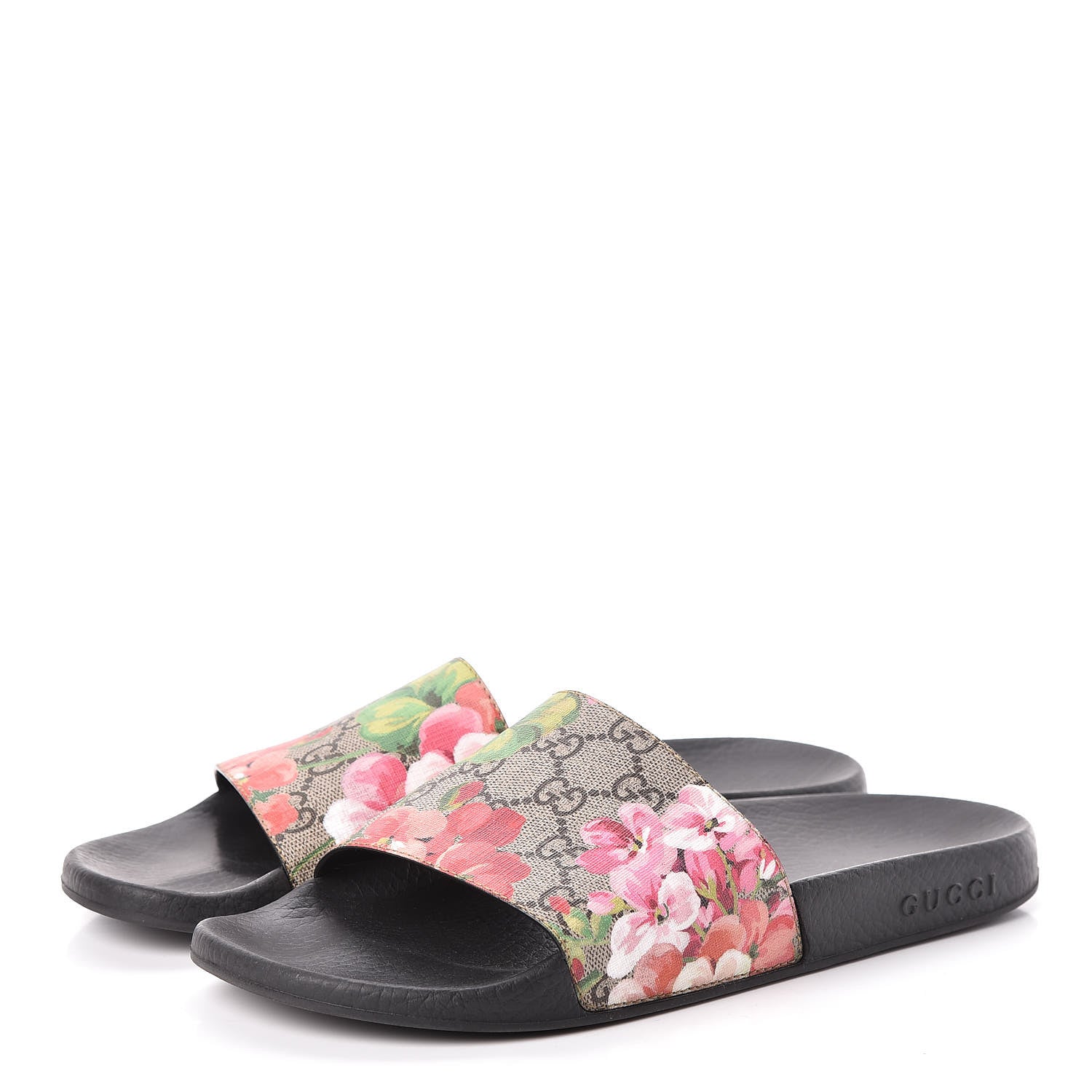 Gucci GG Supreme Monogram Blooms Slide Sandals 40 Beige Multicolor 3 of 11