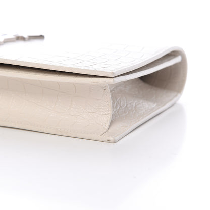 Saint Laurent Calfskin Crocodile Embossed Classic Kate Monogram Clutch Porcellana 8 of 12