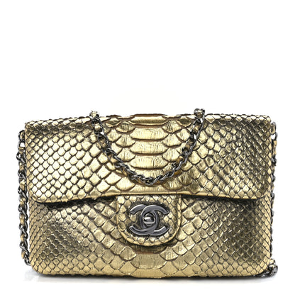Chanel Metallic Snakeskin Flap Bag Gold 1 of 12