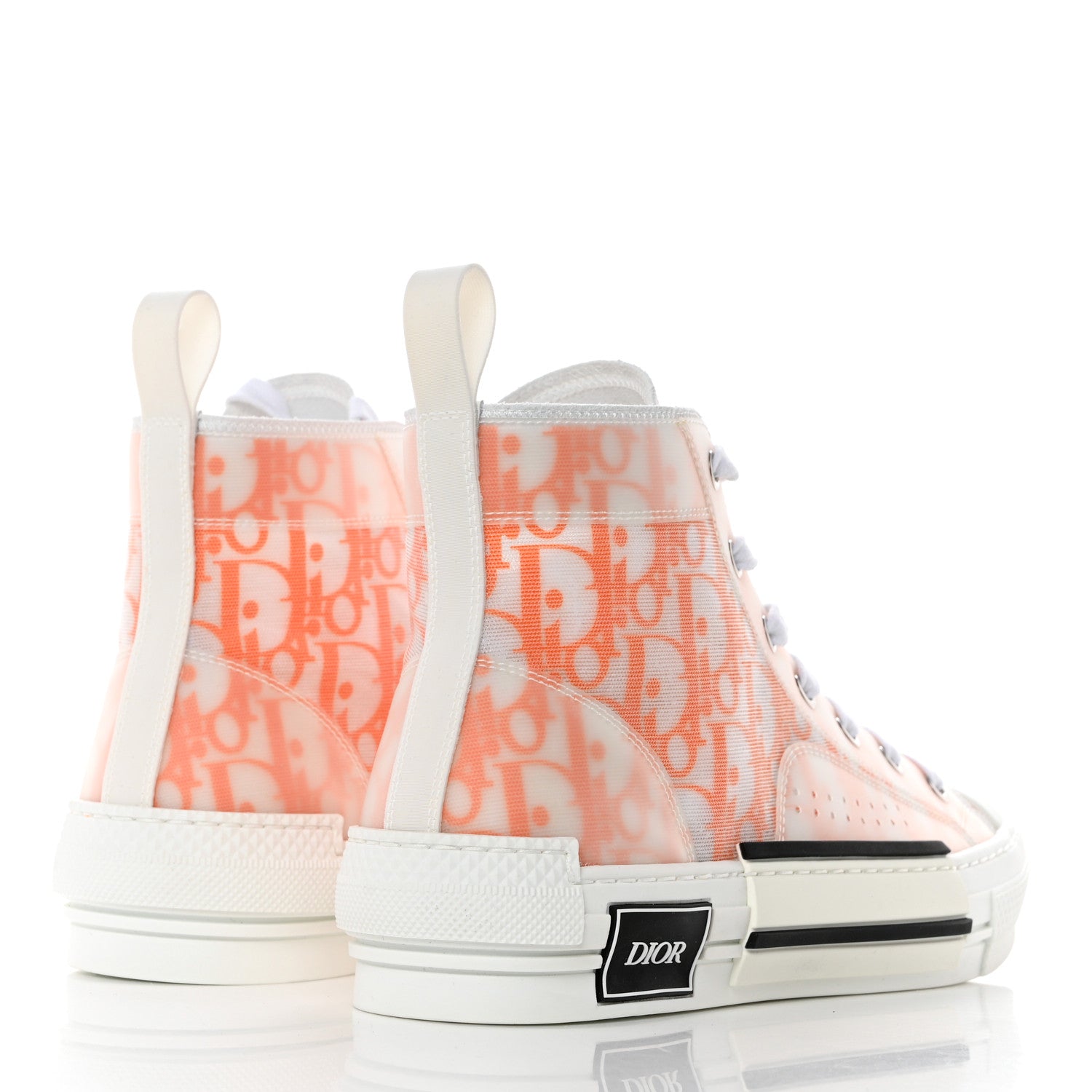 Christian Dior Technical Canvas Oblique Mens B23 High Top Sneakers 39 Orange White 4 of 9