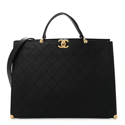 Chanel Calfskin Stitched Large Shopping Tote Bag Black 1 of 10