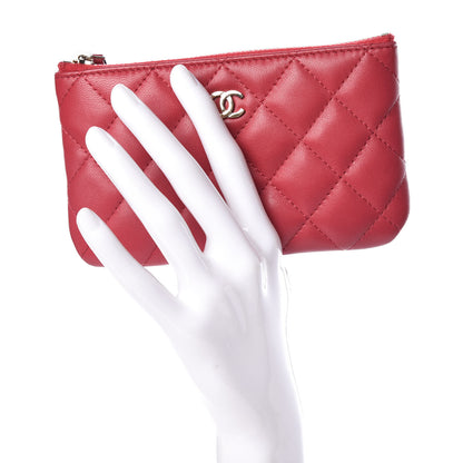 Chanel Lambskin Quilted Small Cosmetic Case Dark Pink 2 of 12