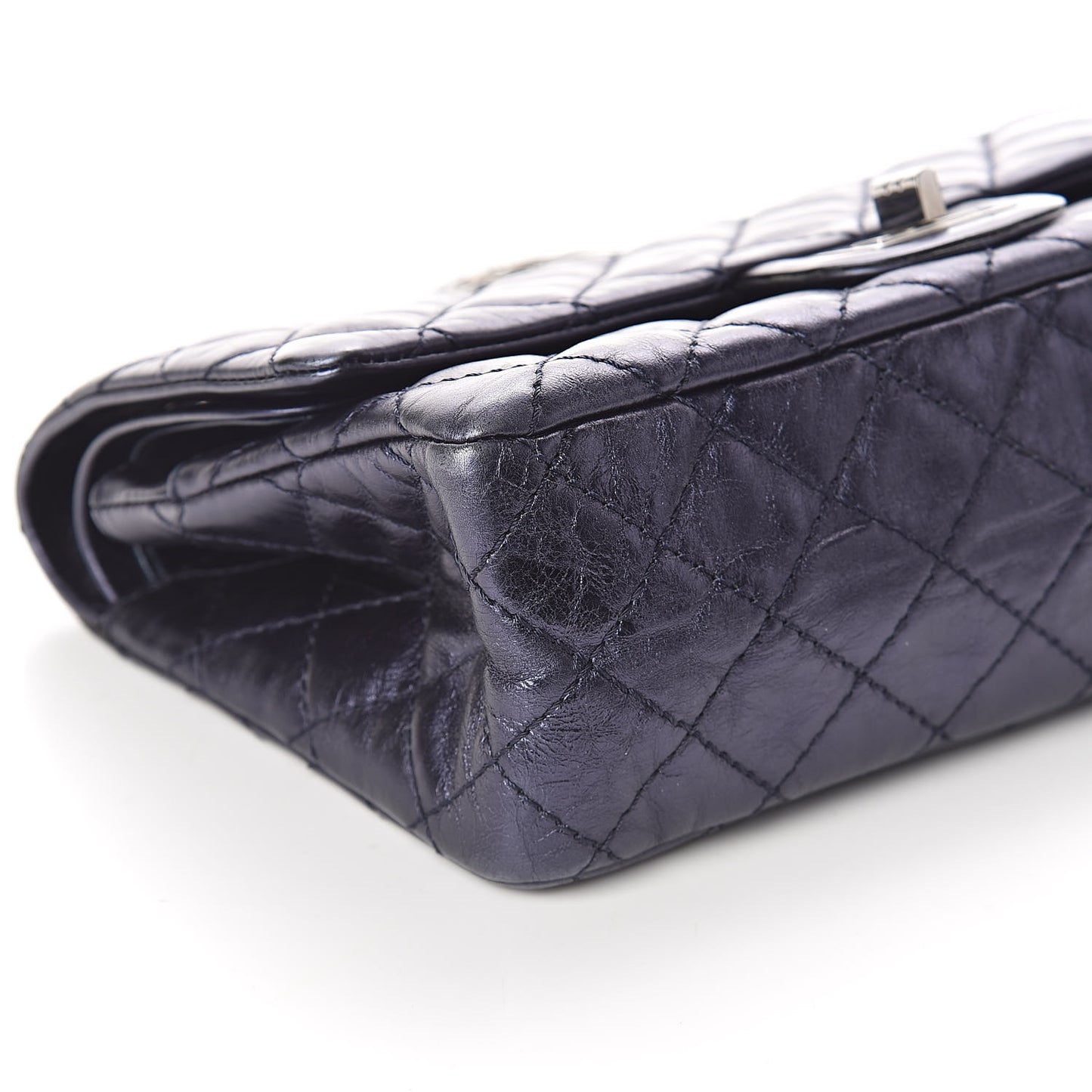 Metallic Aged Calfskin 2.55 Reissue 225 Flap Dark Navy Blue