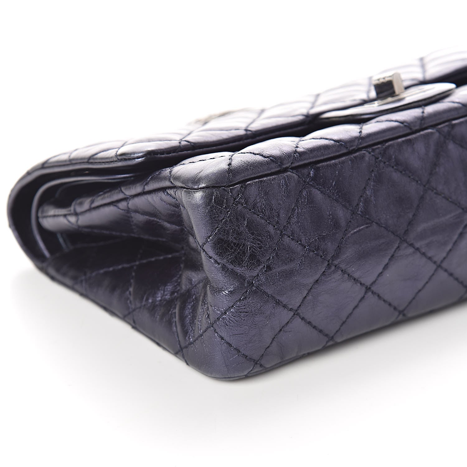 Chanel Metallic Aged Calfskin 2.55 Reissue 225 Flap Dark Navy Blue 8 of 10