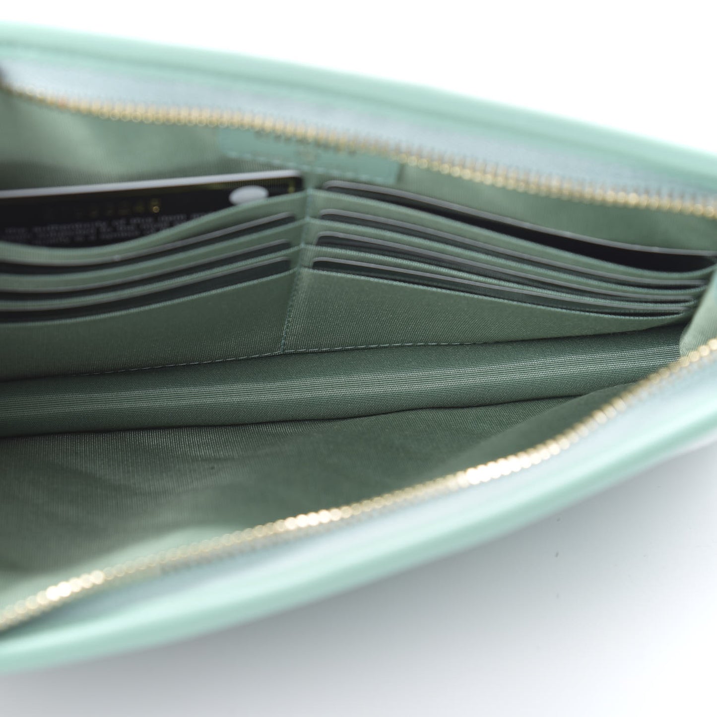 Tweed Lambskin PVC Quilted Wristlet Pouch Green