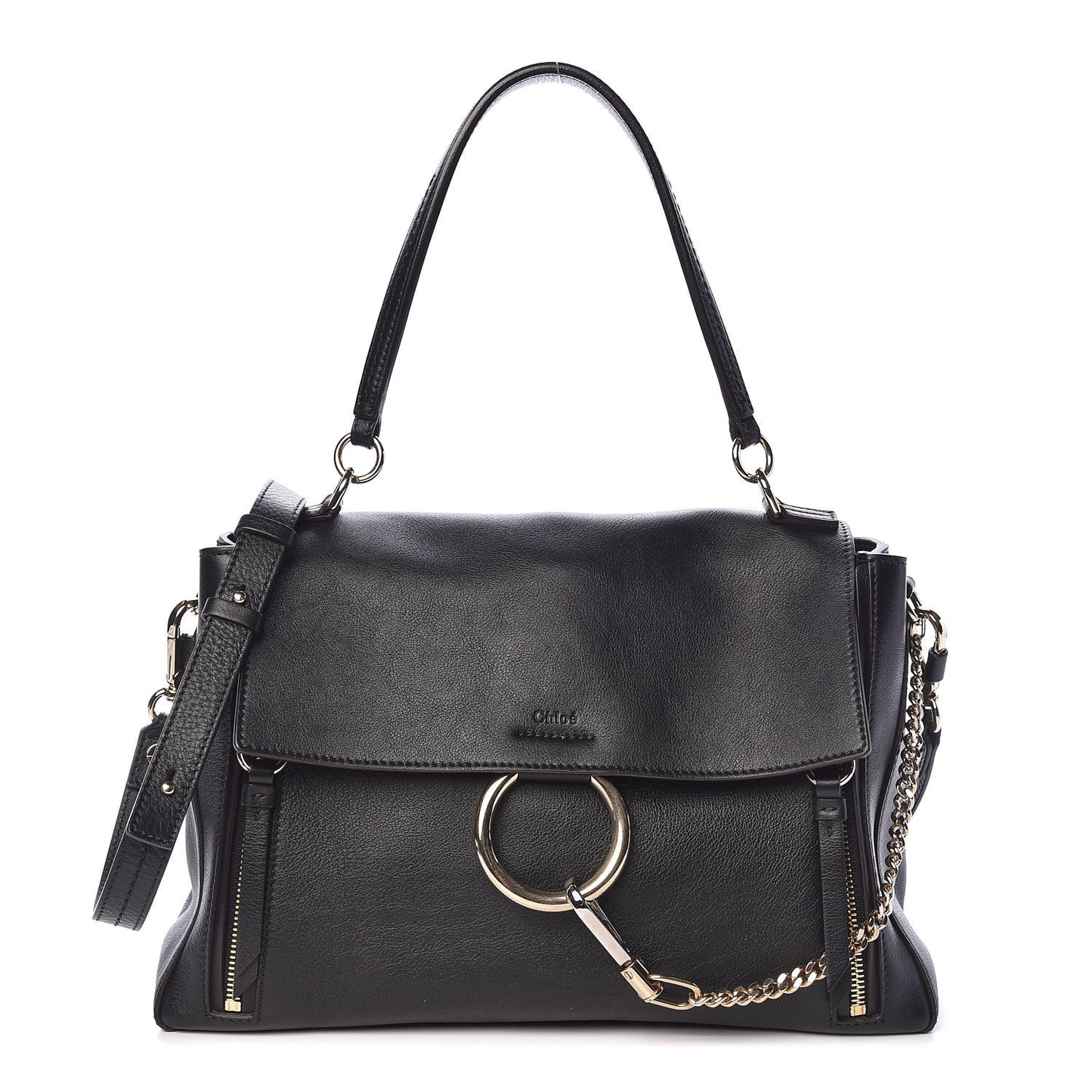 Calfskin Medium Faye Day Shoulder Bag Black