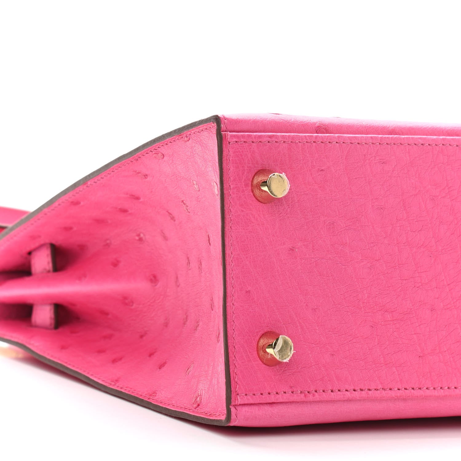 Hermes Ostrich Horseshoe Kelly Sellier 25 Rose Tyrien 9 of 11