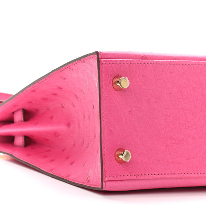 Hermes Ostrich Horseshoe Kelly Sellier 25 Rose Tyrien 9 of 11