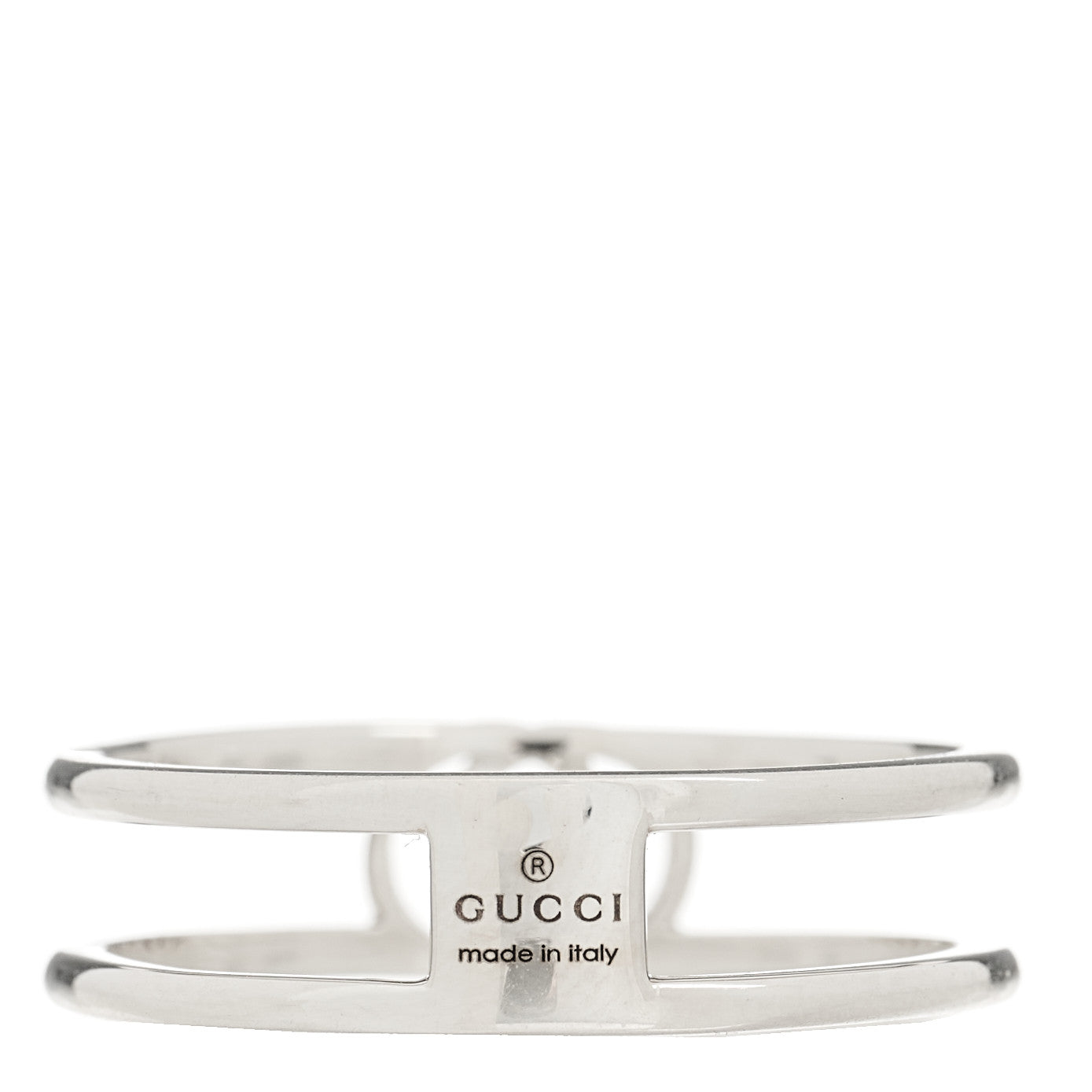 Gucci Sterling Silver 6mm Interlocking G Open Band Ring 60 9.25 3 of 4