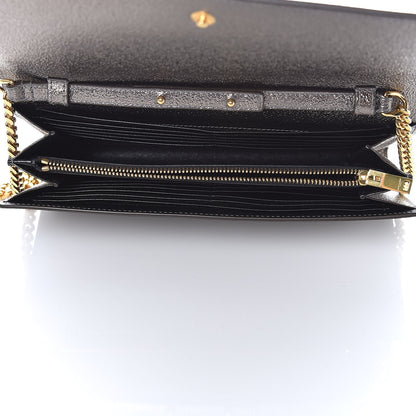 Saint Laurent Grained Metallic Calfskin Monogram Chain Wallet Gris 5 of 8